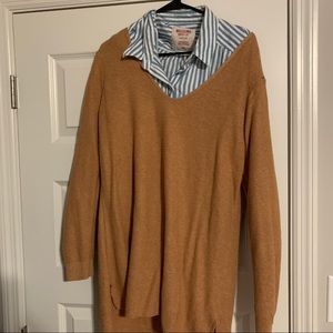 Layered button down and sweater